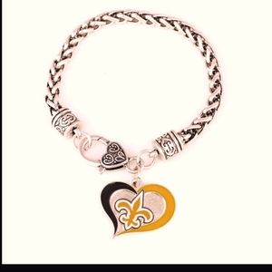 Twisted Silver Tone Charm Bracelet